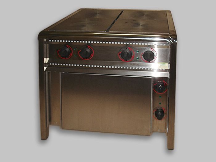 Электрическая плита ПЭ-4Ш-Н с жарочным шкафом из нержавейки