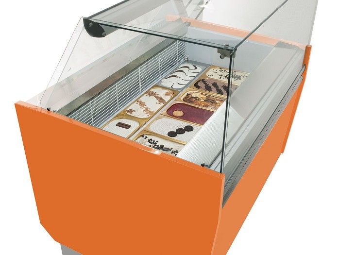 витрина для мороженого оранжевая