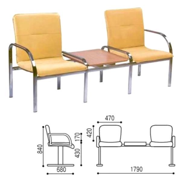 Схема кресла двухместного staff со столиком
