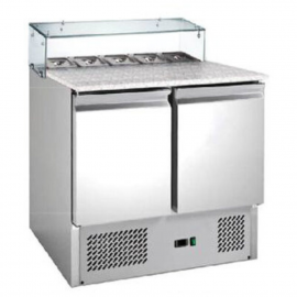 Стол холодильный для пиццы HURAKAN HKN-GXSD2GN-GC 2-х дверный с гранитной поверхностью и стеклом