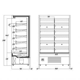 Пристінна вертикальна холодильна вітрина JUKA ADX150 - 3