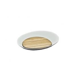 Овальная тарелка с бамбуковой подставкой F2782-12+W0002-7,5 Delux Alt Porcelain
