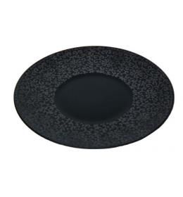 Тарелка матовая черная с цветочным узором FC0010-12 Delux Alt Porcelain