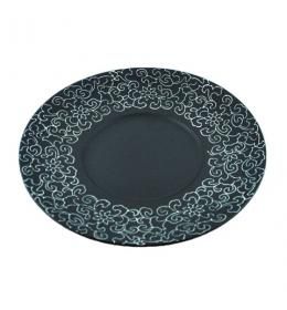 Тарелка из фарфора черная матовая с узором FC0031-12 Alt Porcelain Delux