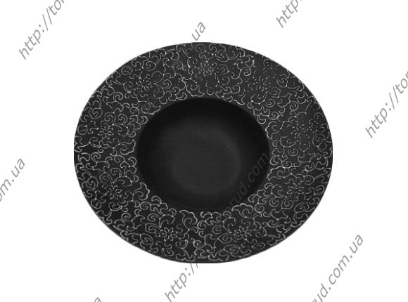 Тарелка для пасты черная матовая с узором FC0033-12 Delux Alt Porcelain - 1