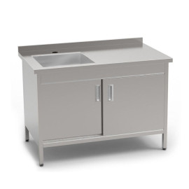 Стіл-тумба з мийкою виробничий КИЙ-В СТМВ-1С-2ДК