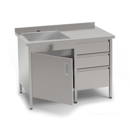 Стол-тумба с мойкой производственный КИЙ-В СТМВ-1С-1ДР-3Я - 2