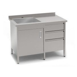 Стіл-тумба з мийкою виробничий КИЙ-В СТМВ-1С-1ДР-3Я