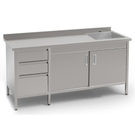 Стіл-тумба з мийкою виробничий КИЙ-В СТМВ-1С-2ДК-3Я