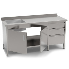 Стіл-тумба з мийкою виробничий КИЙ-В СТМВ-1С-2ДР-3Я - 2