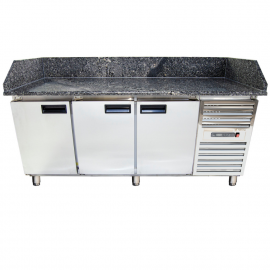 Холодильний стіл з гранітною стільницею (три борти) Техма СХ3Д3Б20-Г-Т (1860/700/850)